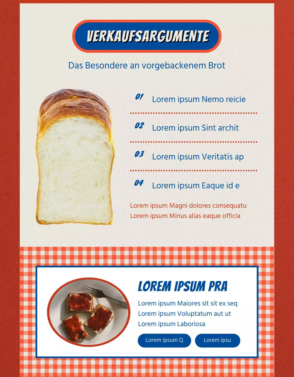 Einführung von rotem und blauem Vintage-Brot