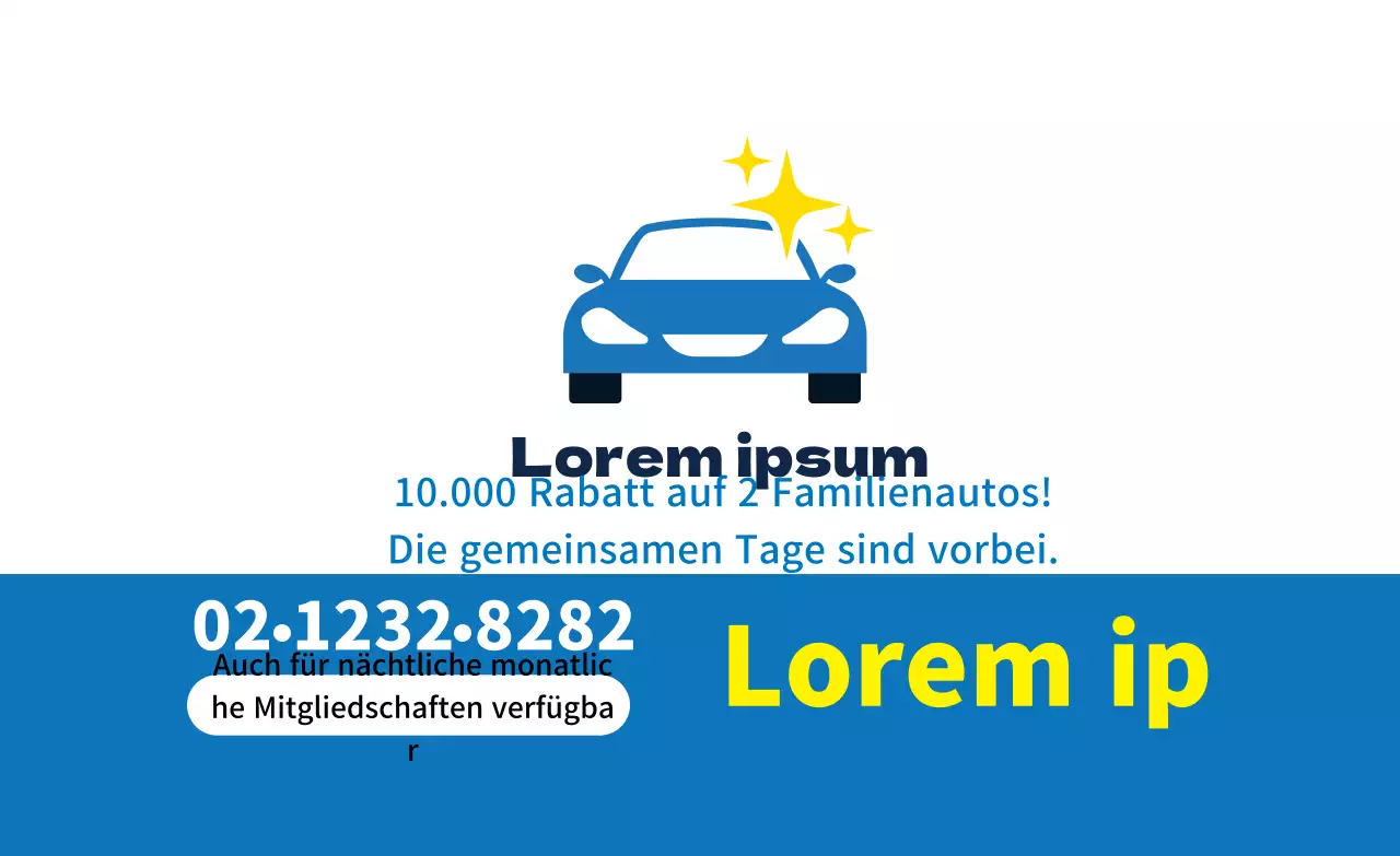 Blaue Illustration sauberer Mietwagenaufkleber