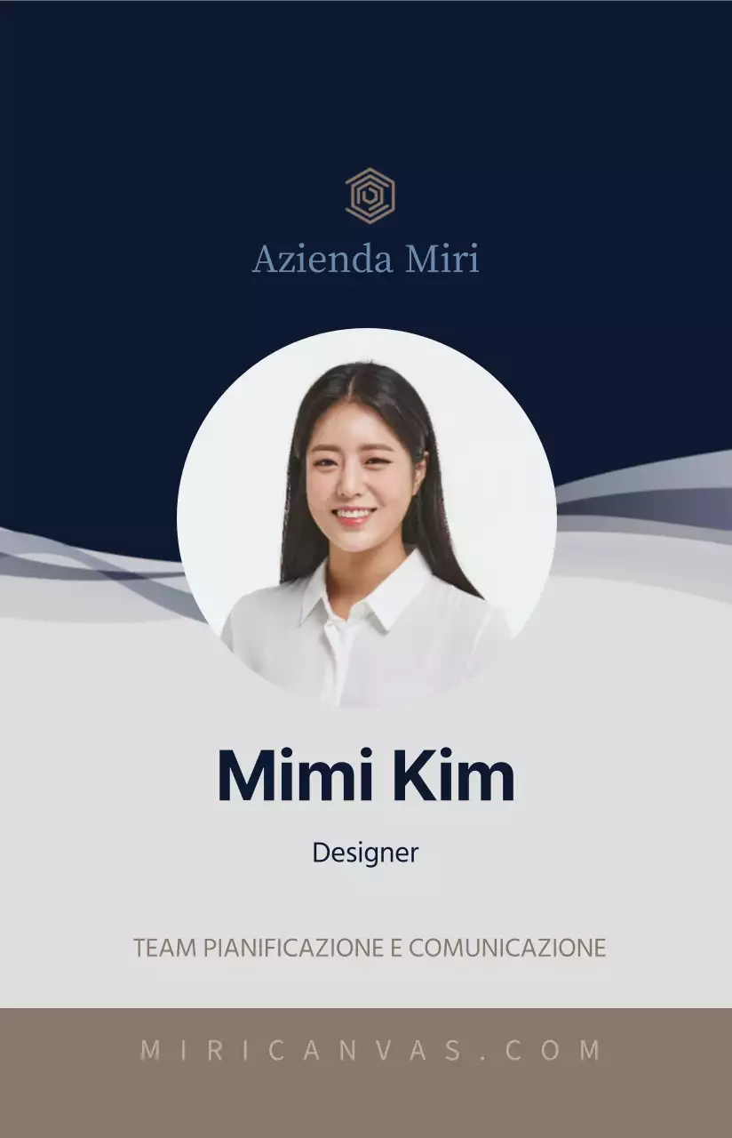 Un layout semplice in blu navy e grigio con un certificato di tempio.