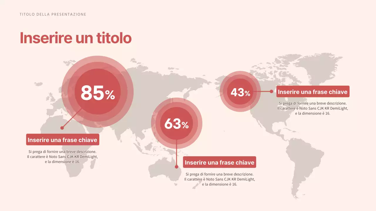 Una mappa del mondo nei toni del rosso