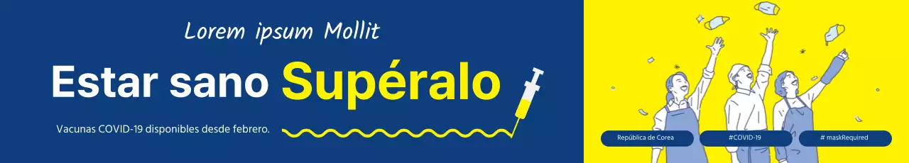 amarillo azul marino ilustración limpio corona vacuna