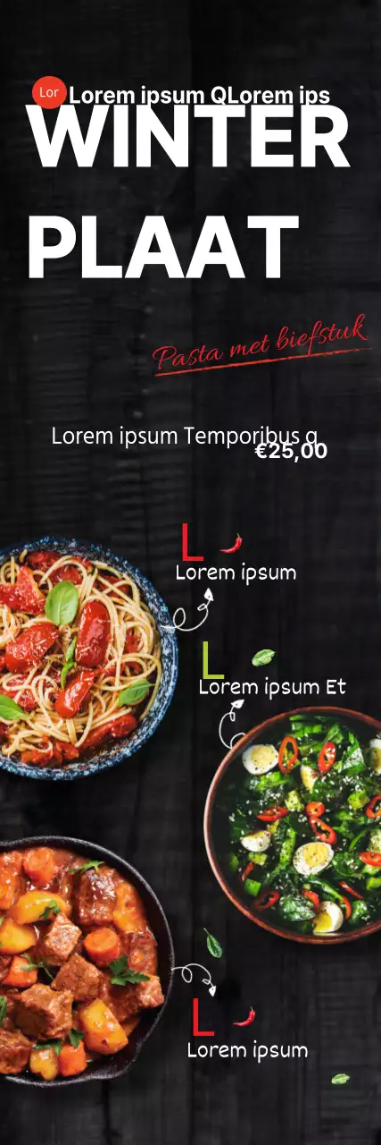 Steak Menu instellen