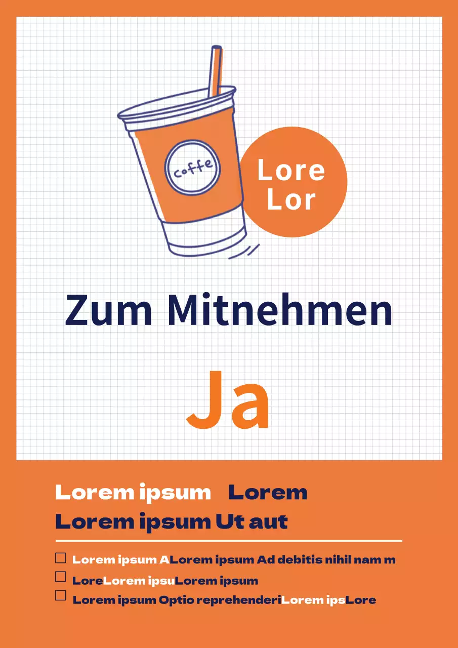 Orangefarbene Marine-Illustration COVID-19 Cafe zum Mitnehmen