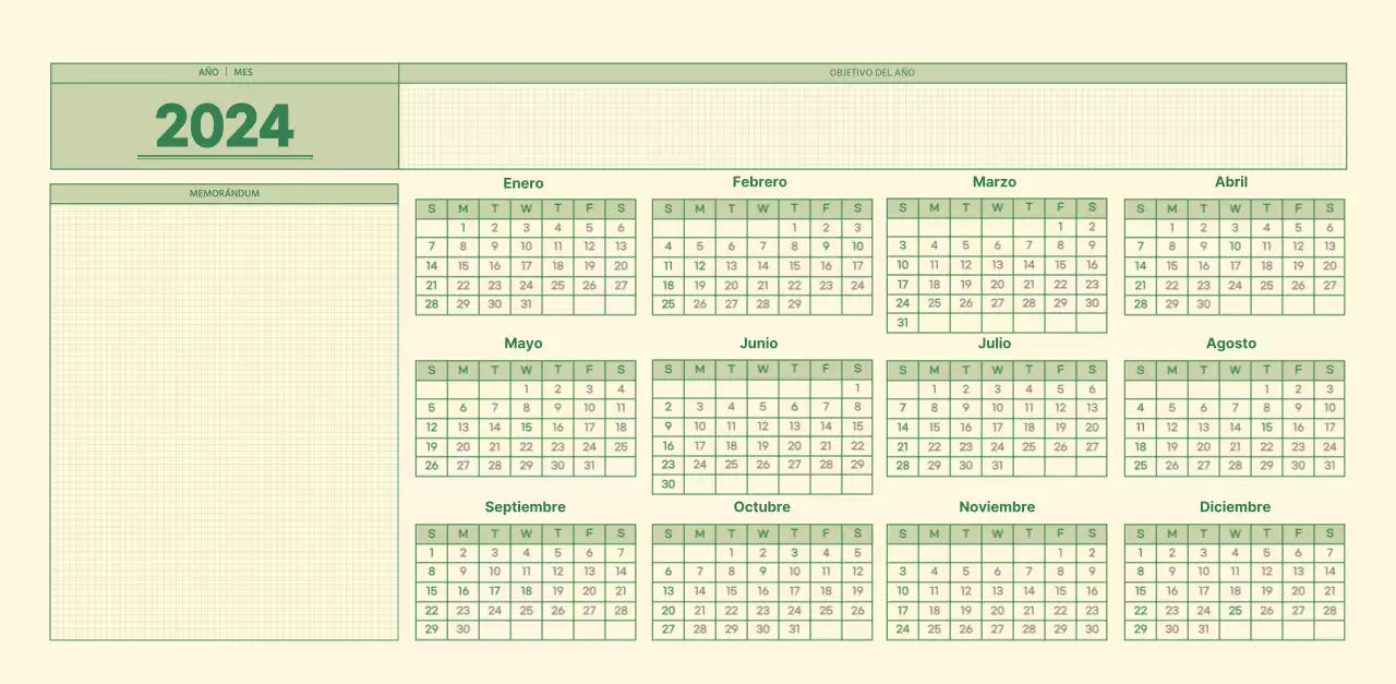 SAT Calendario de pared con concepto de bloc de notas del día D en verde y amarillo claro