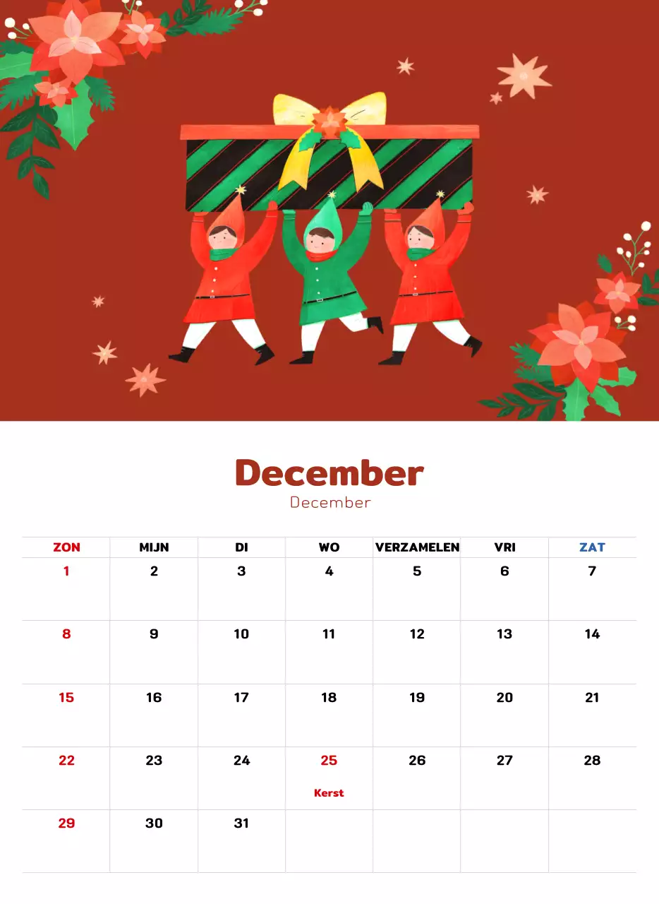 Een warme, geïllustreerde nieuwjaarskalender