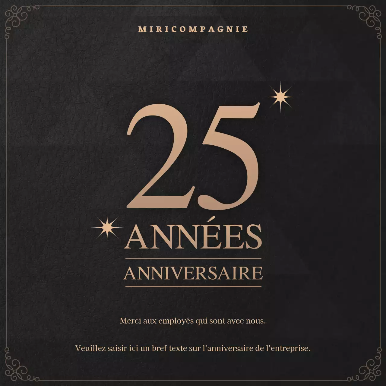 Un simple anniversaire d'entreprise en noir et or