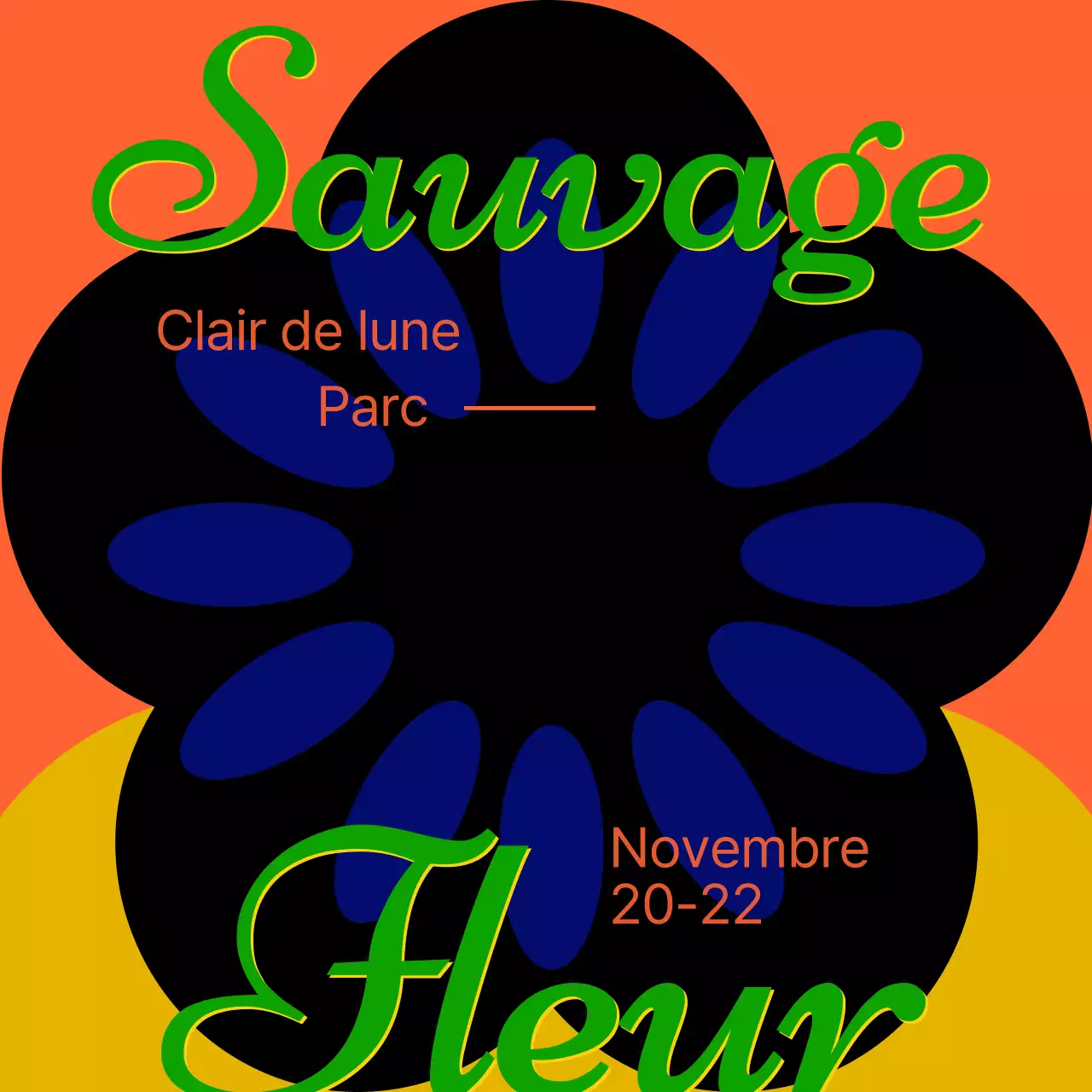 Festival des fleurs sauvages noir et orange