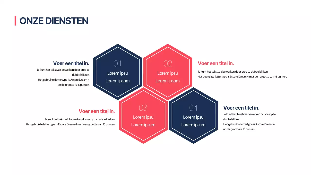 AGENDA ontwerp infographic met een strak concept in rood en marineblauw