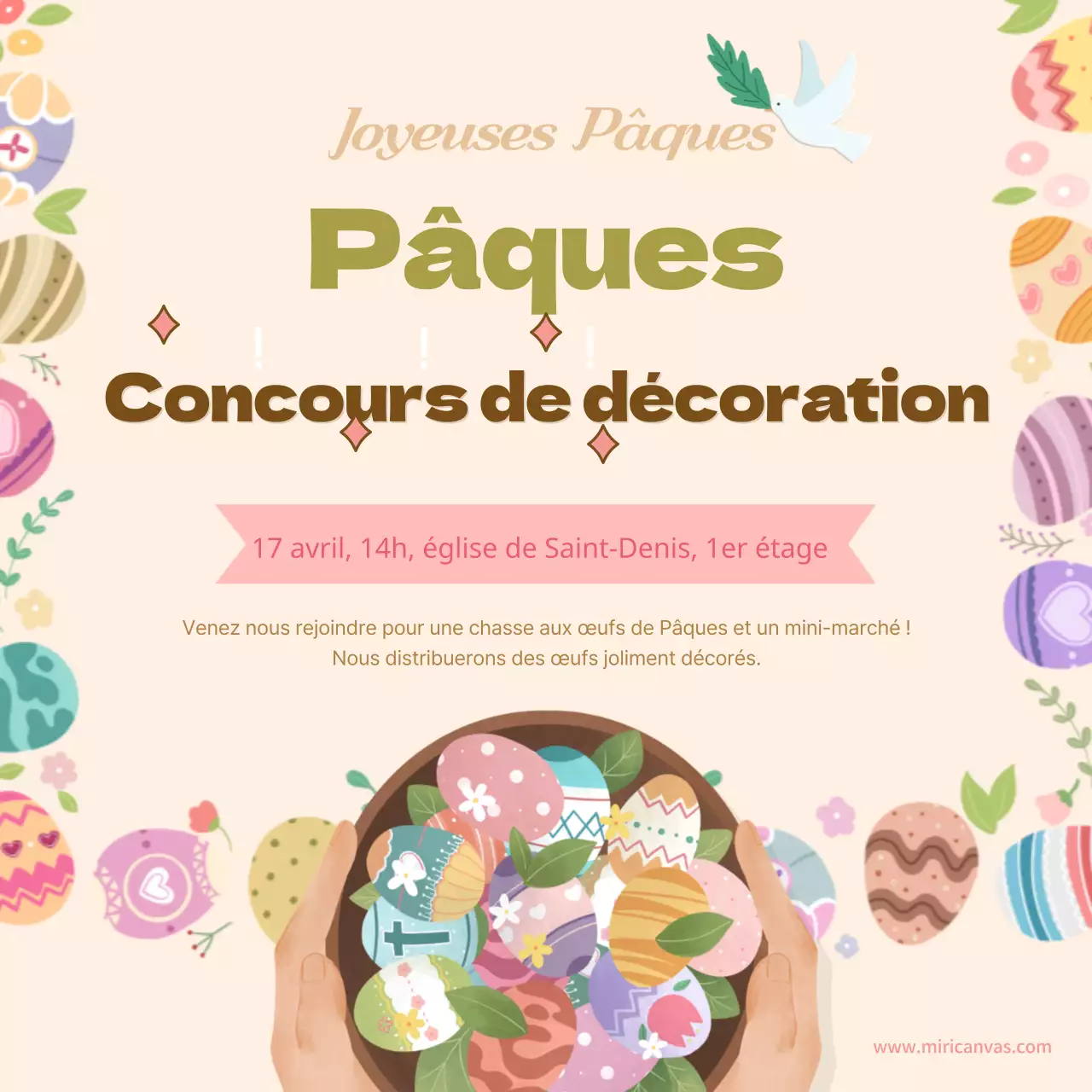 Concours de décoration de Pâques thème de promotion de l'église en beige