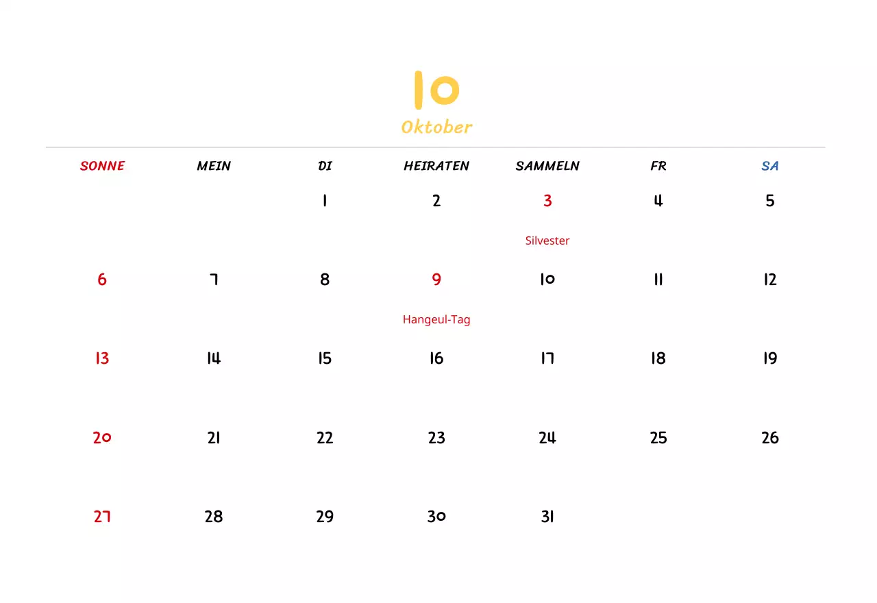 Neujahrskalender mit niedlichen Illustrationen