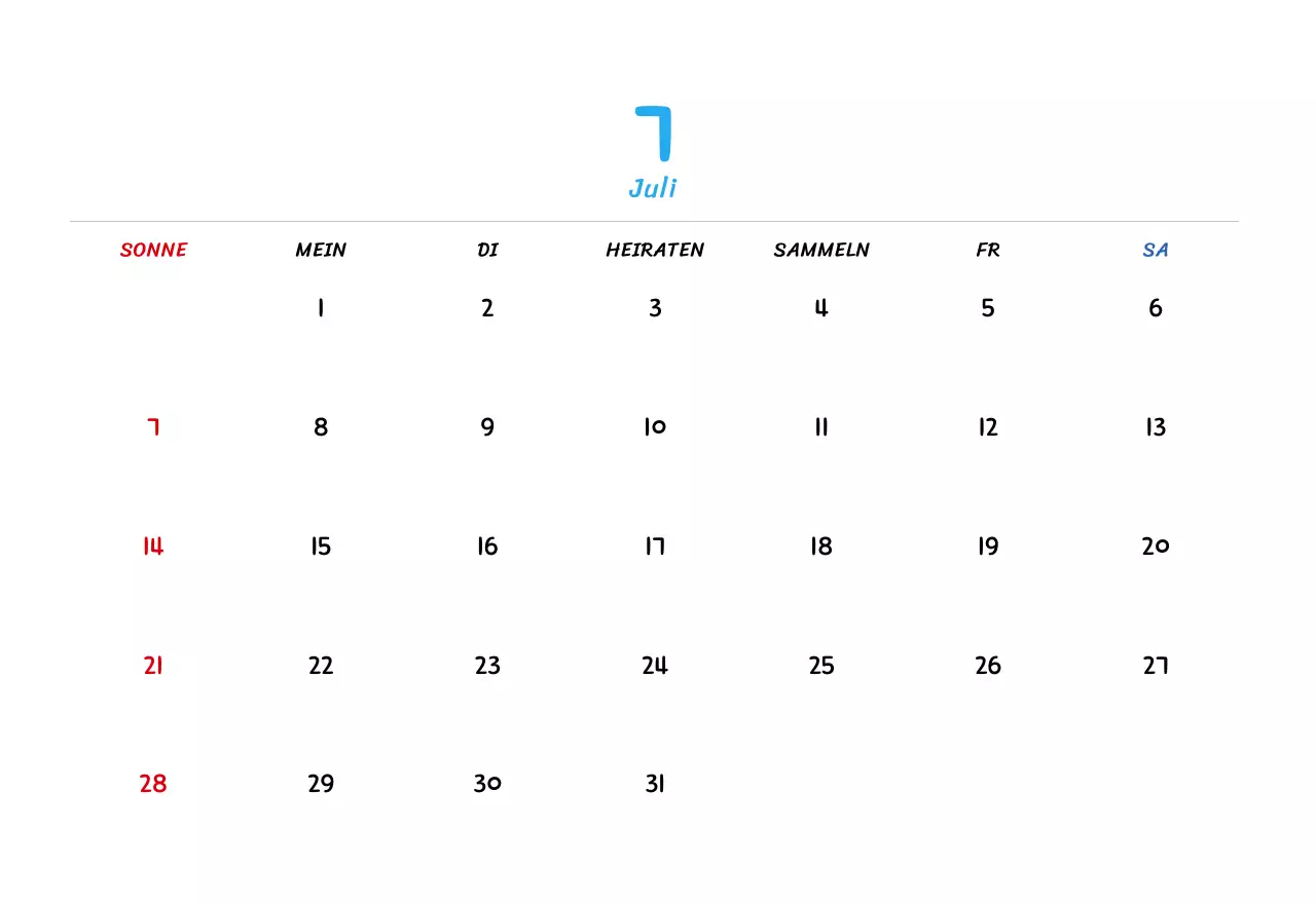 Neujahrskalender mit niedlichen Illustrationen