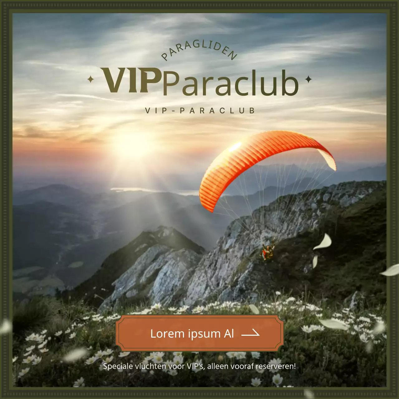 Groen en oranje VIP Paragliding Club boekingsinformatie