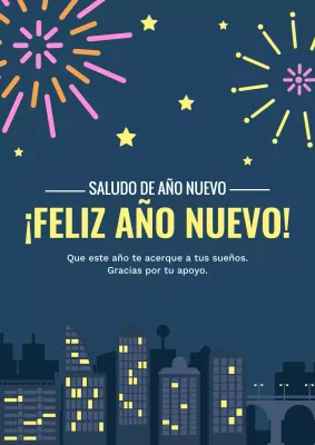 tarjeta de felicitación de año nuevo city scape