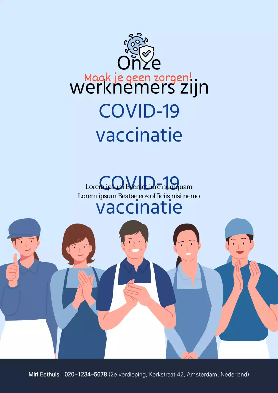 Coronavirusvaccinatie verticale poster met blauwe illustratie