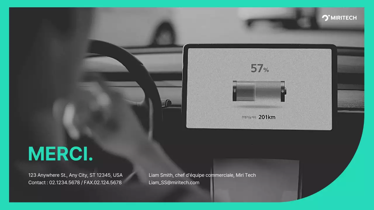 Proposition pour la livraison de chargeurs de véhicules électriques en turquoise et gris Proposition pour la fourniture de pièces pour une transaction B2B Miritech