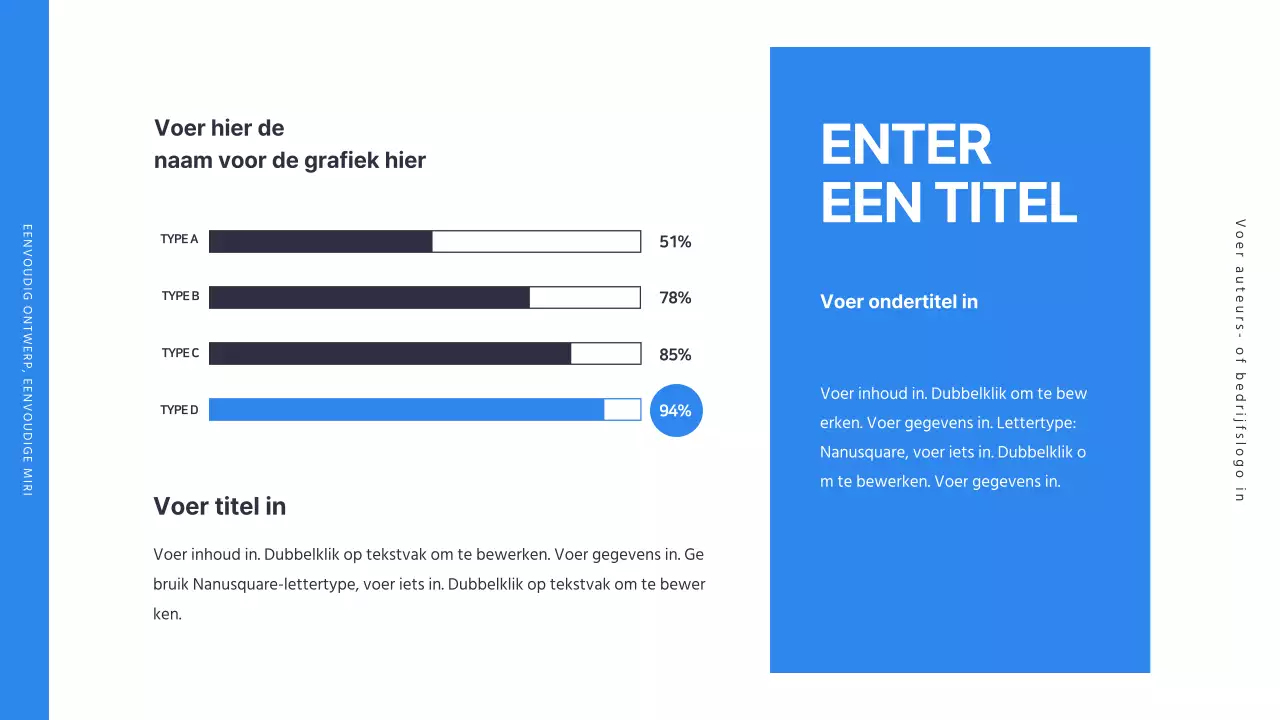 Eenvoudige zakelijke horizontale grafiek in blauw