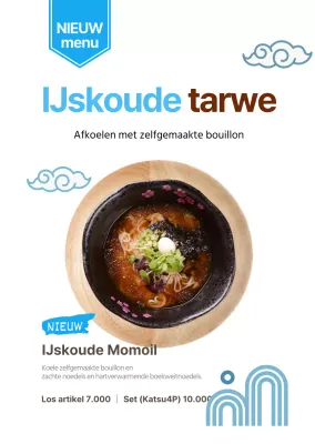 Eenvoudige lichtblauwe koude tarwe transparante poster voor Japans restaurant
