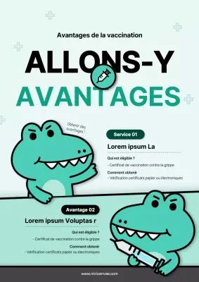 Illustration verte mignonne des avantages d'un vaccin