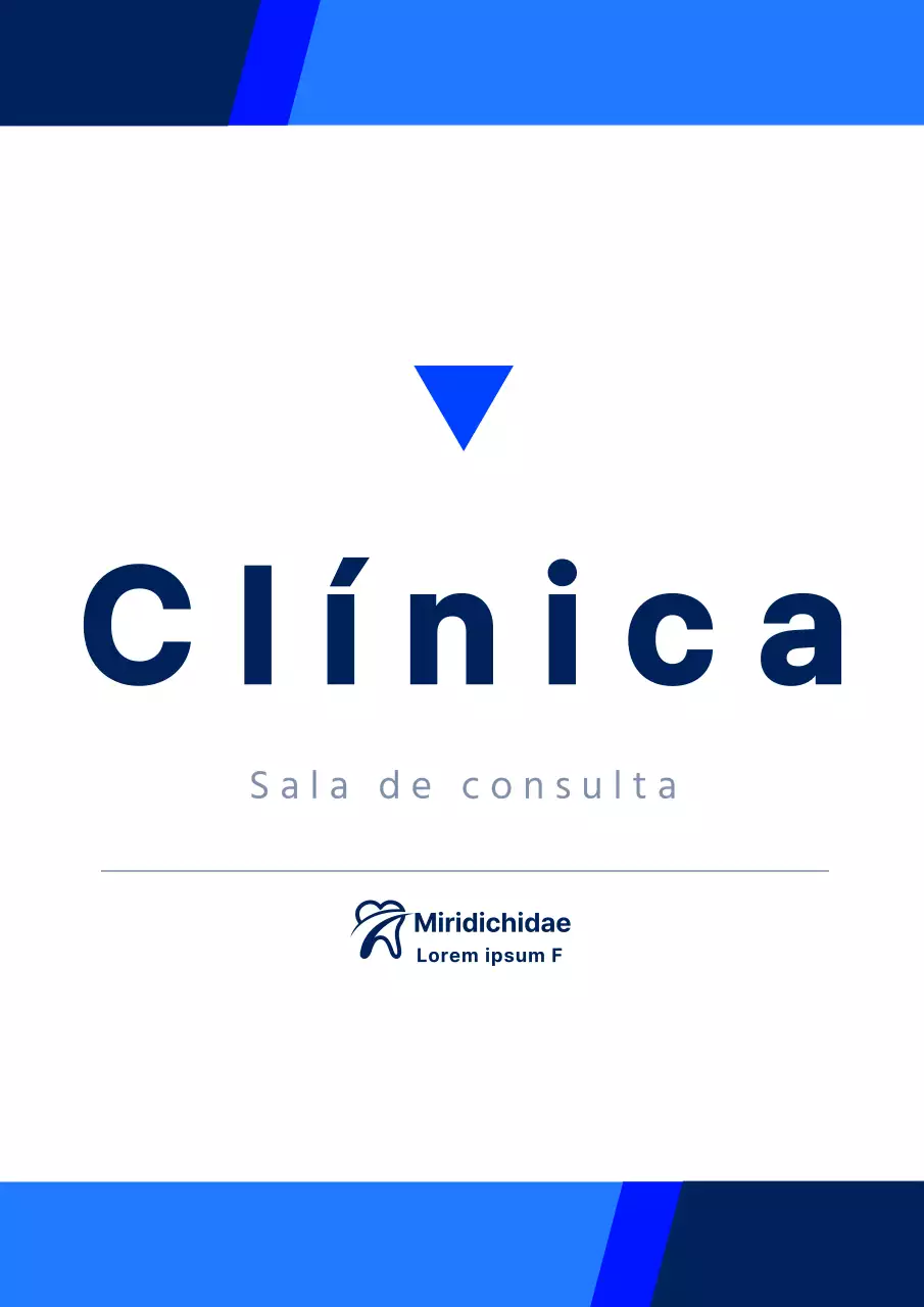 Sinalética clínica de estilo simples e limpo em preto e azul-marinho