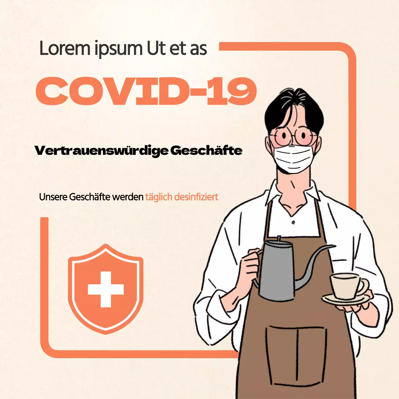 Orange Corona Safe Store Texte