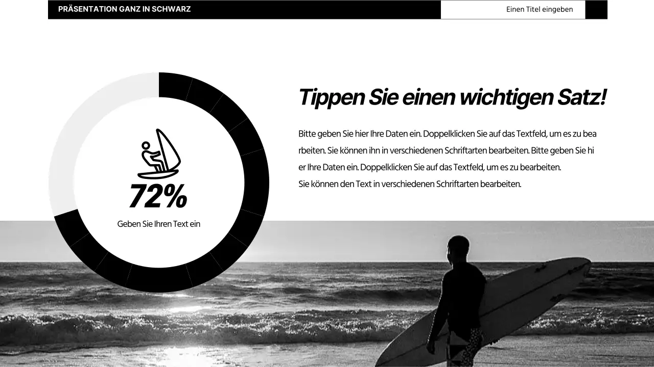 Eine einfache schwarz-weiße Donut-Diagramm-Infografik