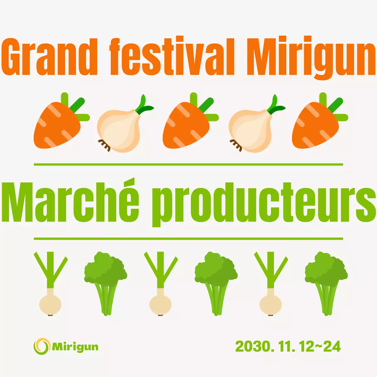 De jolies icônes de légumes aux couleurs orange et chartreuse pour promouvoir les fêtes agricoles