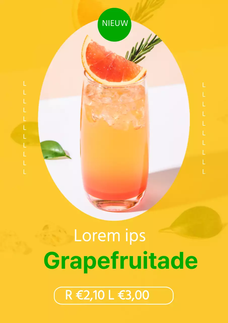 Een nieuw grapefruitmenu promoten met een helder geel en groen kleurenschema