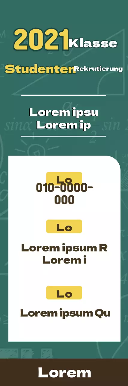 Tafel mit grüner Schrift Anwerbung von Schülern in der Schule.