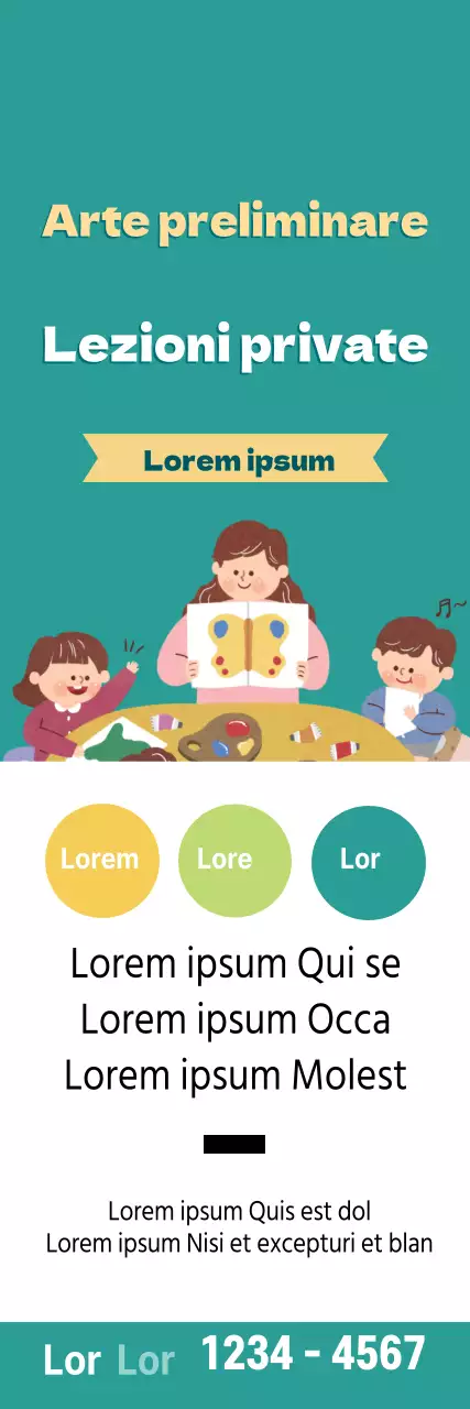 Illustrazione turchese promozione scuola d'arte ordinata