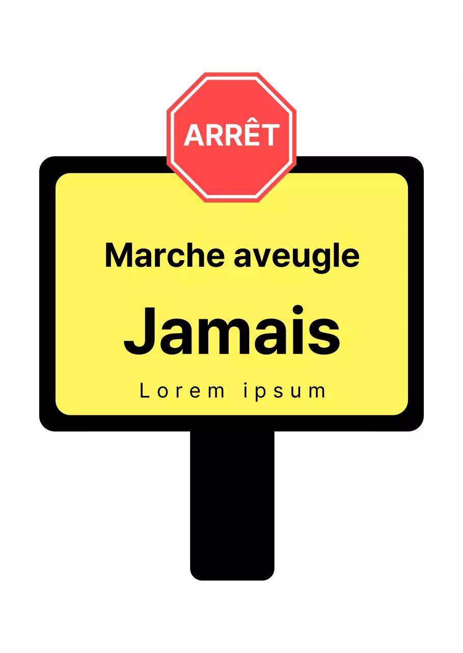 Panneau de campagne de sécurité routière en noir et jaune