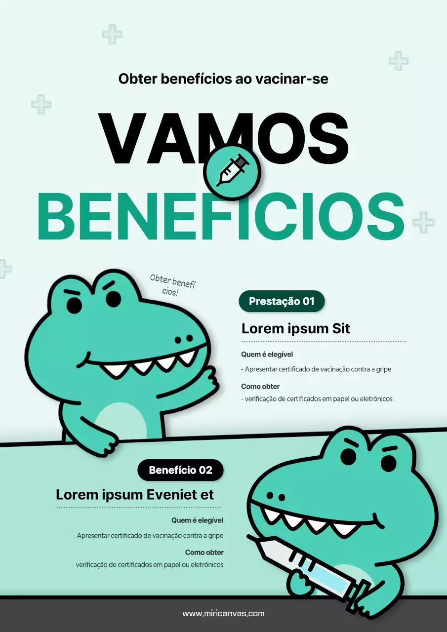 Ilustração verde e gira dos benefícios das vacinas