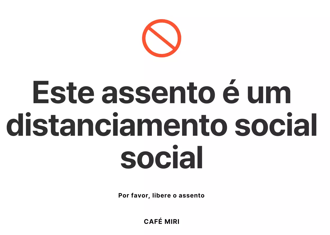 Suporte acrílico simples para sinais de assento de distanciamento social