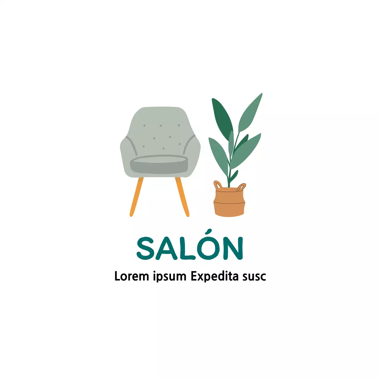 Etiquetas interiores limpias con ilustraciones en gris