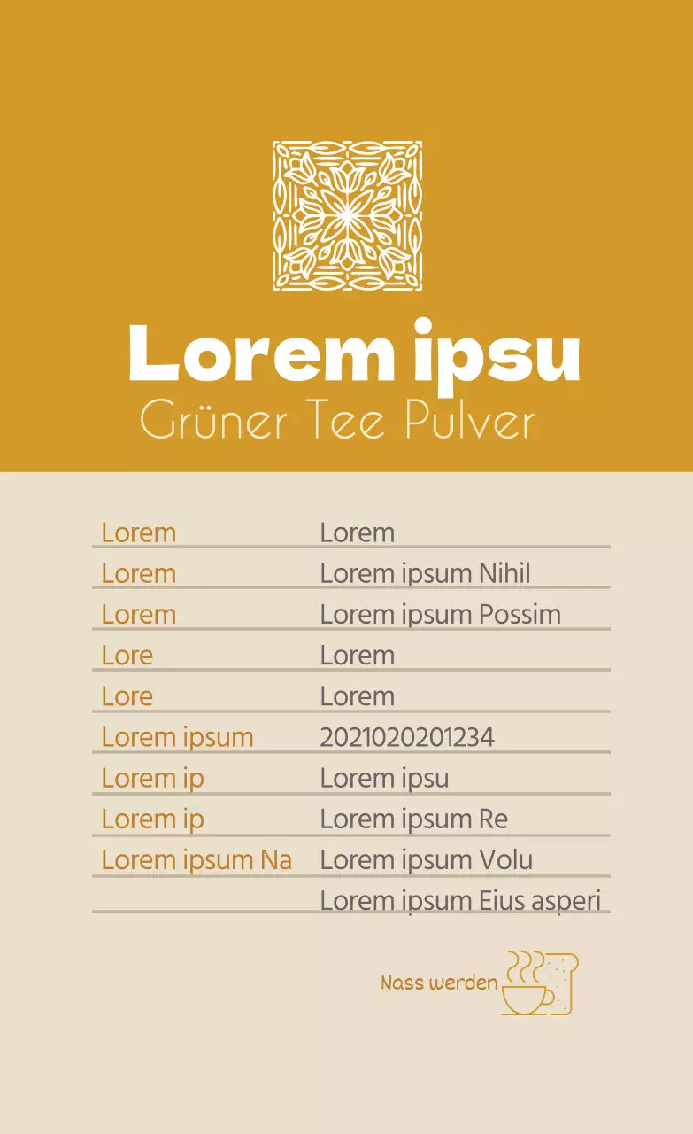 Ocker Logo ordentlich Lebensmittel Kamillentee Detail Etikett