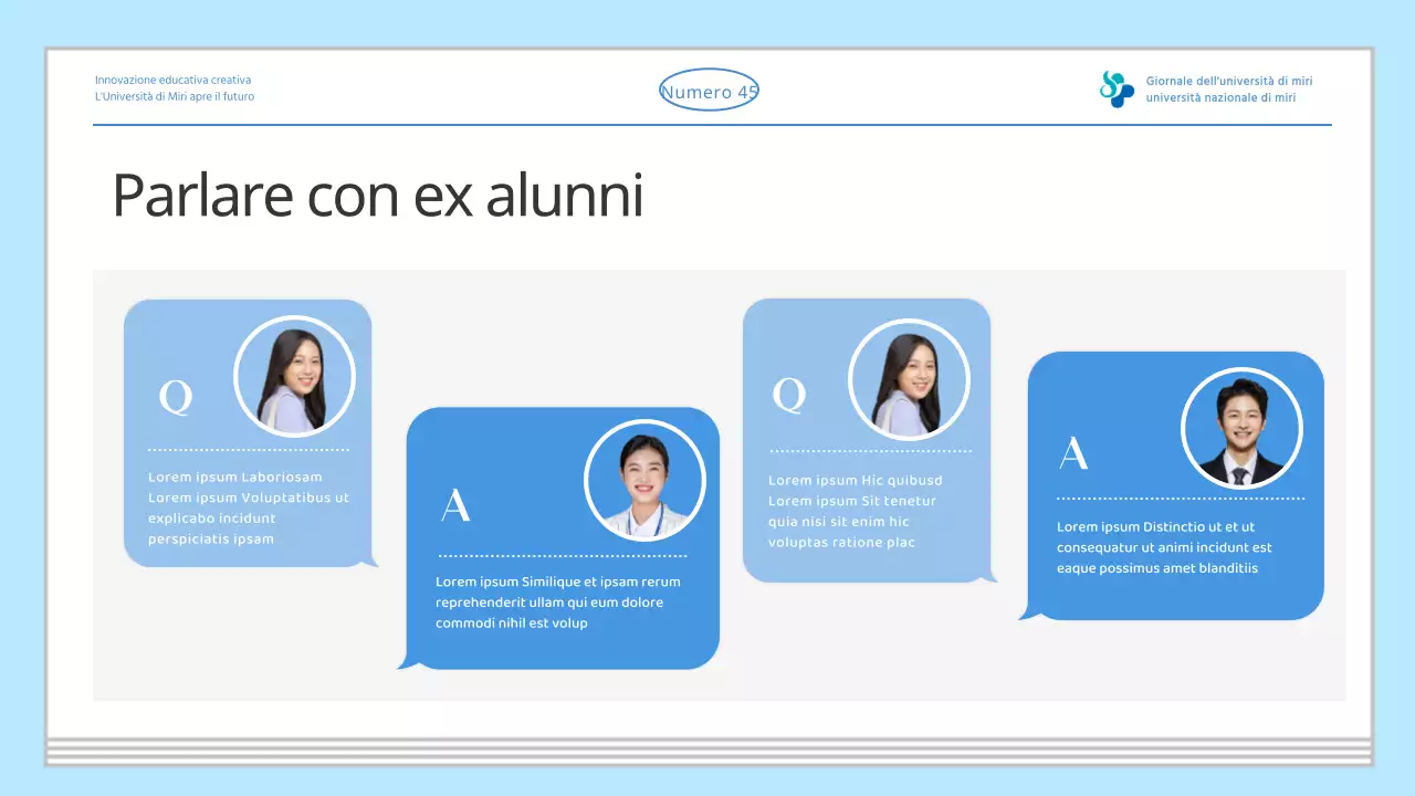 Giornale di introduzione all'università di colore azzurro semplice e di varie informazioni