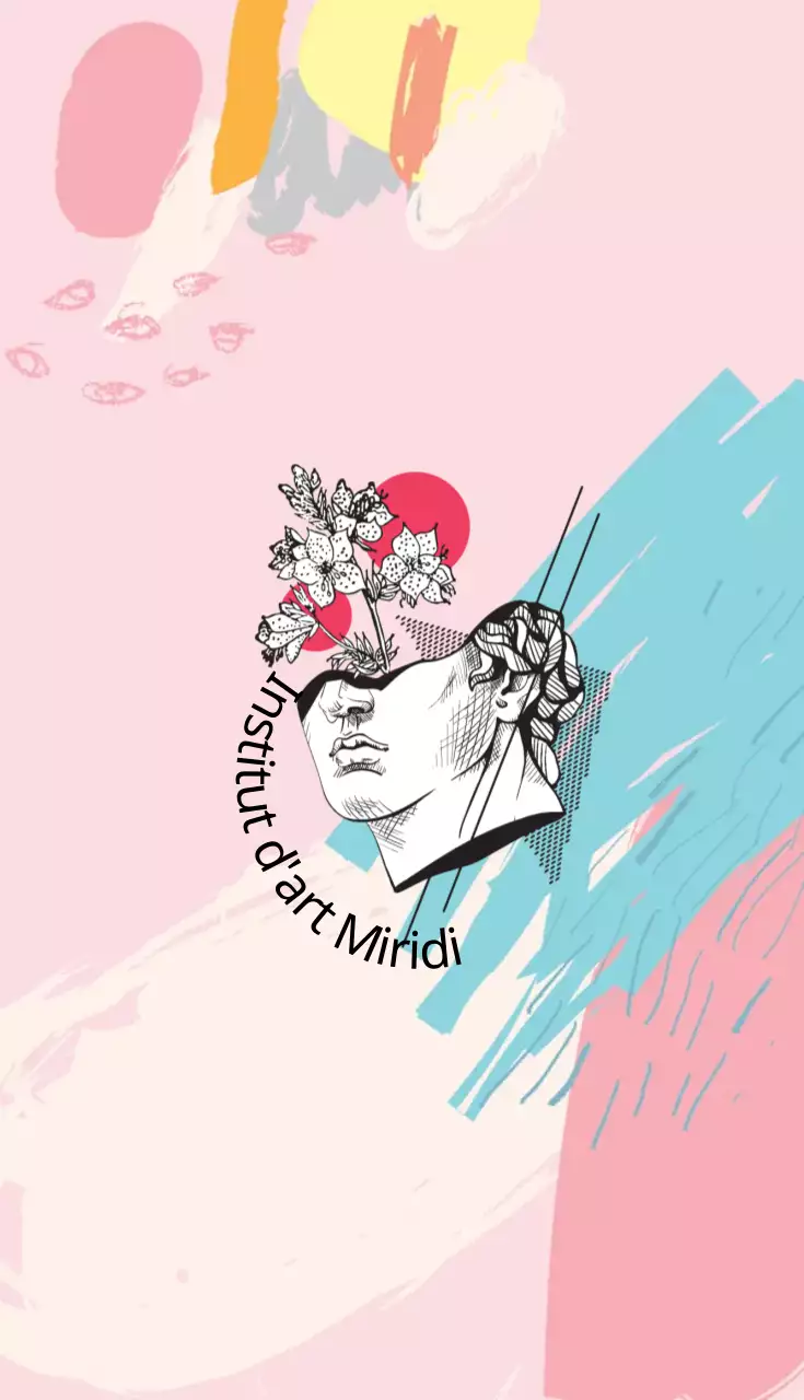 Ciel rose illustration logo art école carte de visite