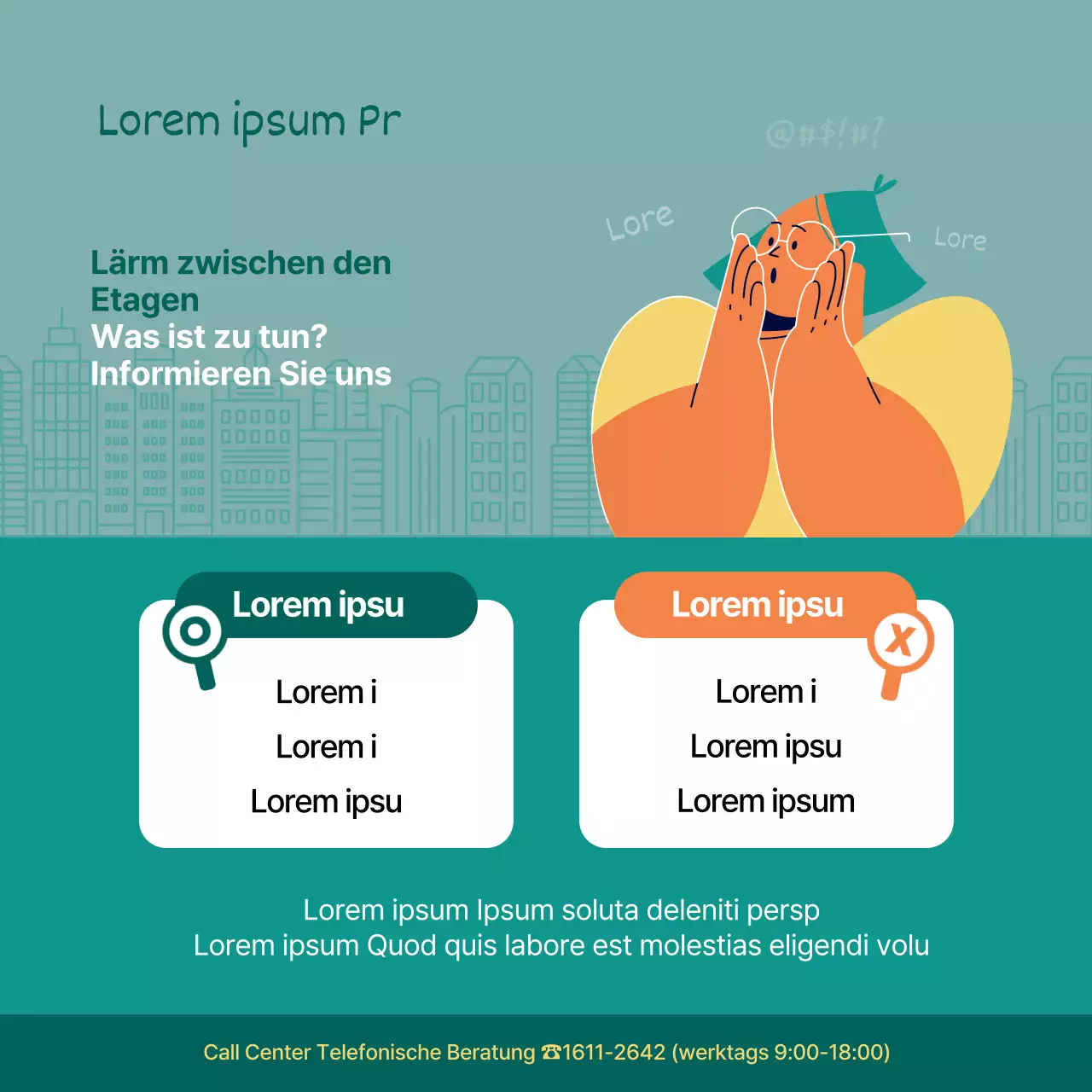 Geschossübergreifende Lärmkriterien und Abhilfevorschläge in grün und rot