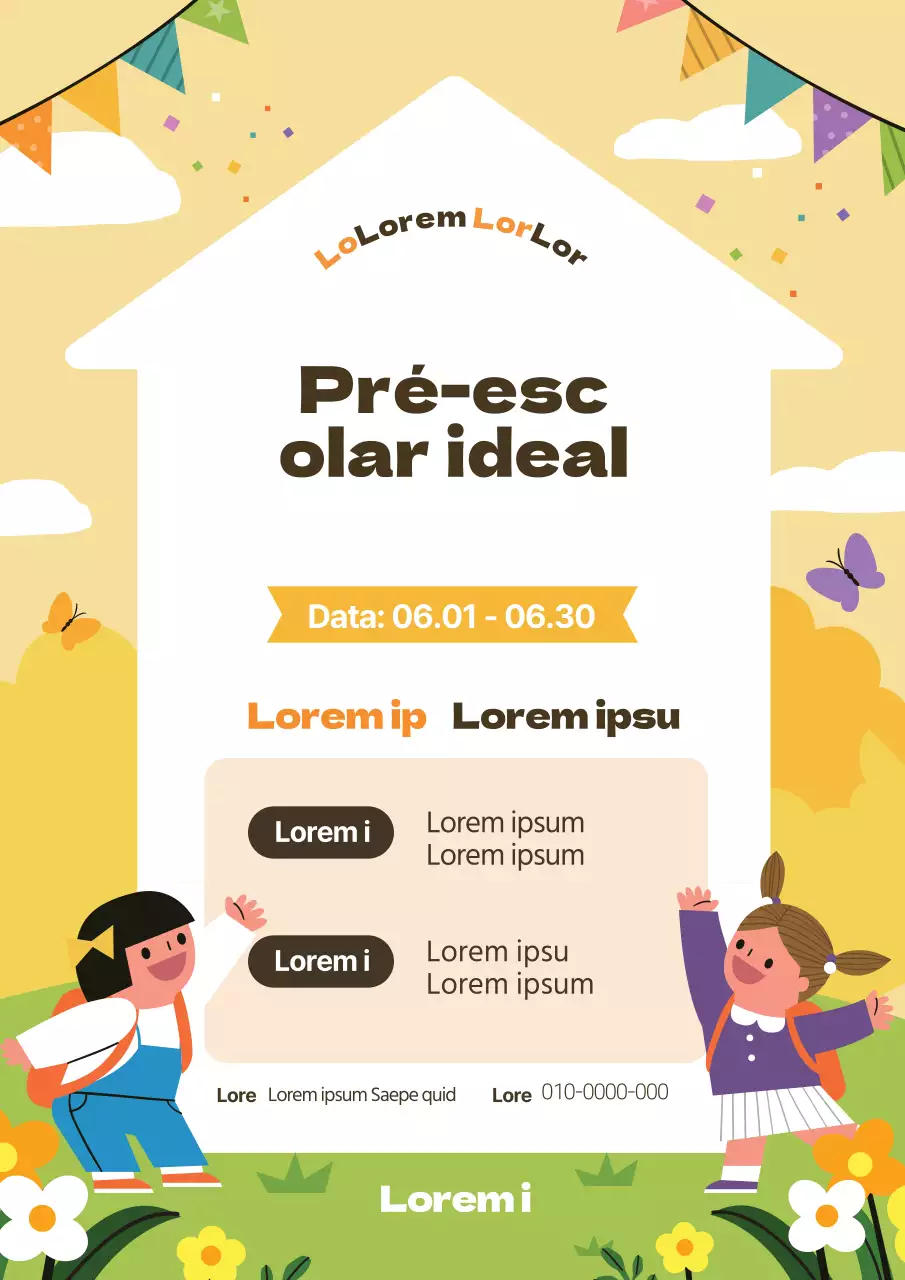 Ilustração amarela de uma promoção de recrutamento para o jardim de infância