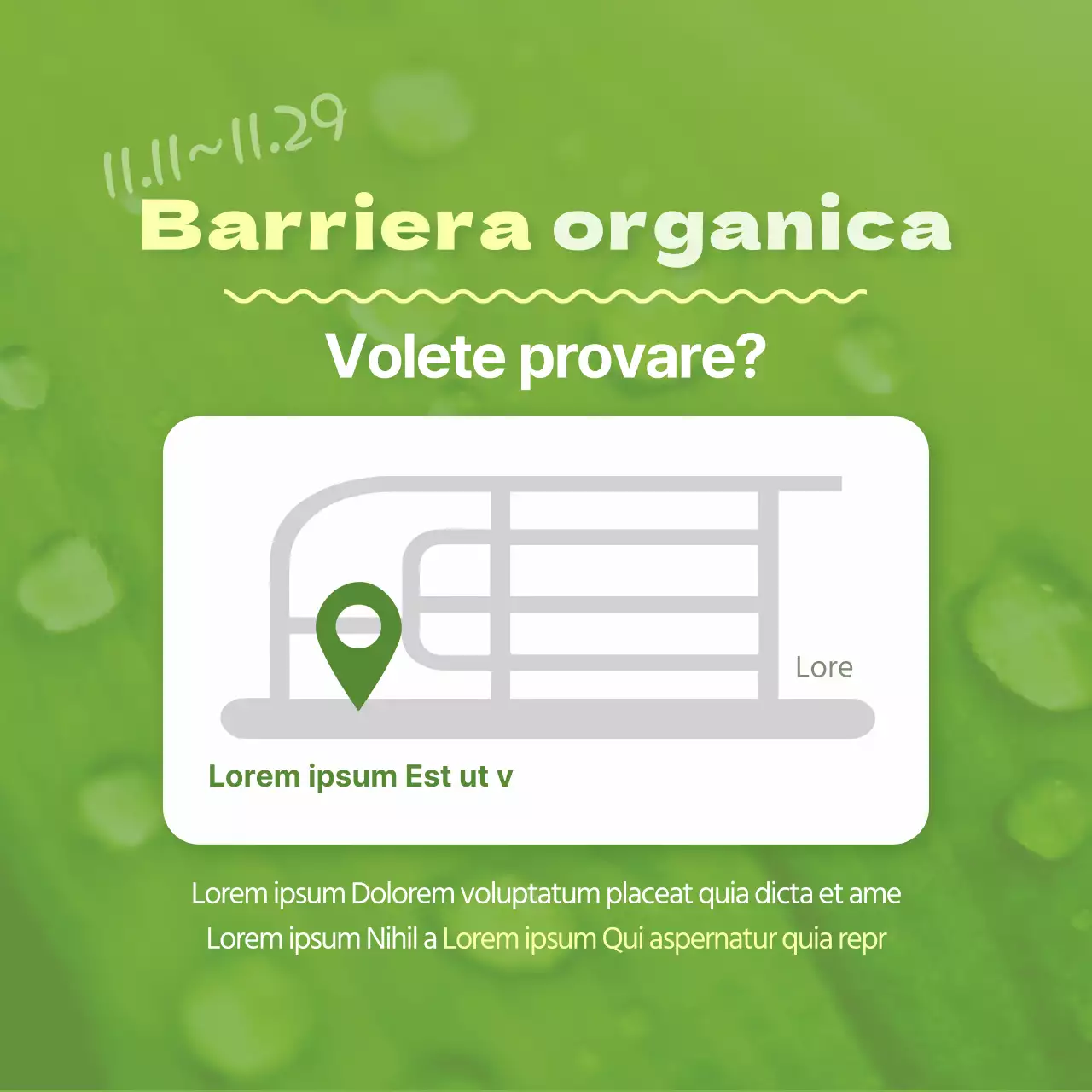 Eventi di revisione della pelle biologica con sfondo verde