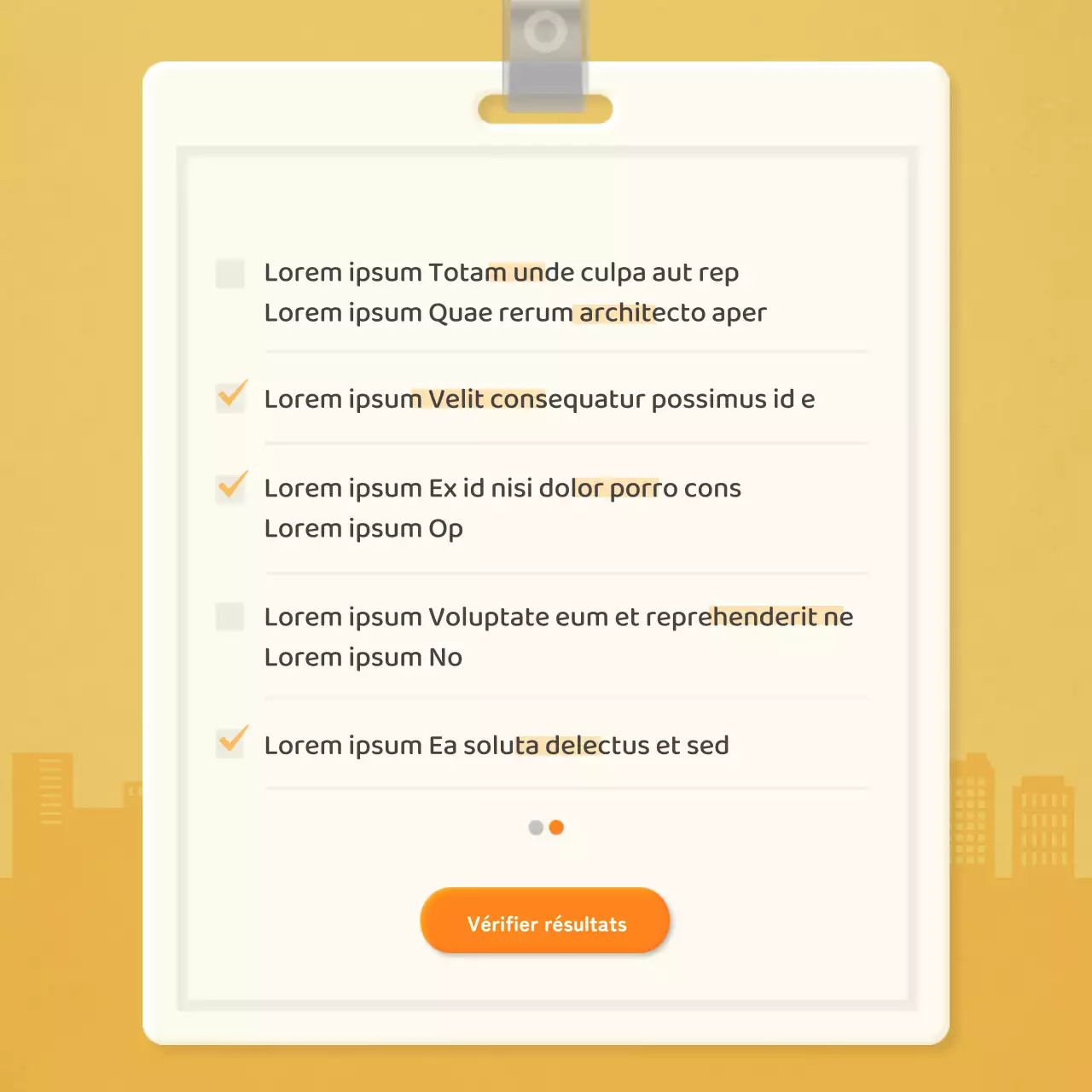Liste de contrôle pour les travailleurs avec carte d'employé orange