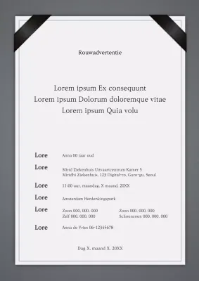 Monotoon kalm overlijdensbericht