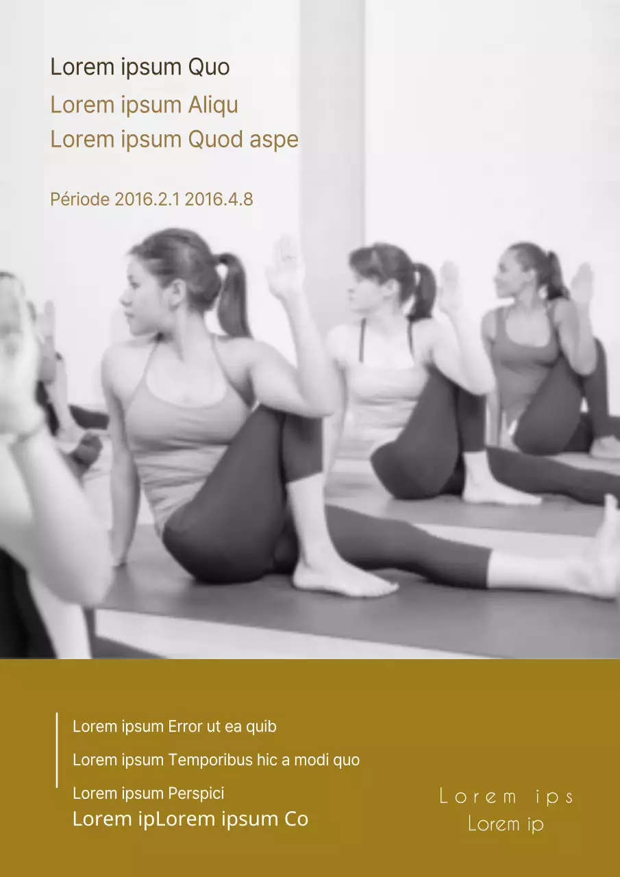 Flyer moderne en or et gris pour un événement dans un studio de yoga