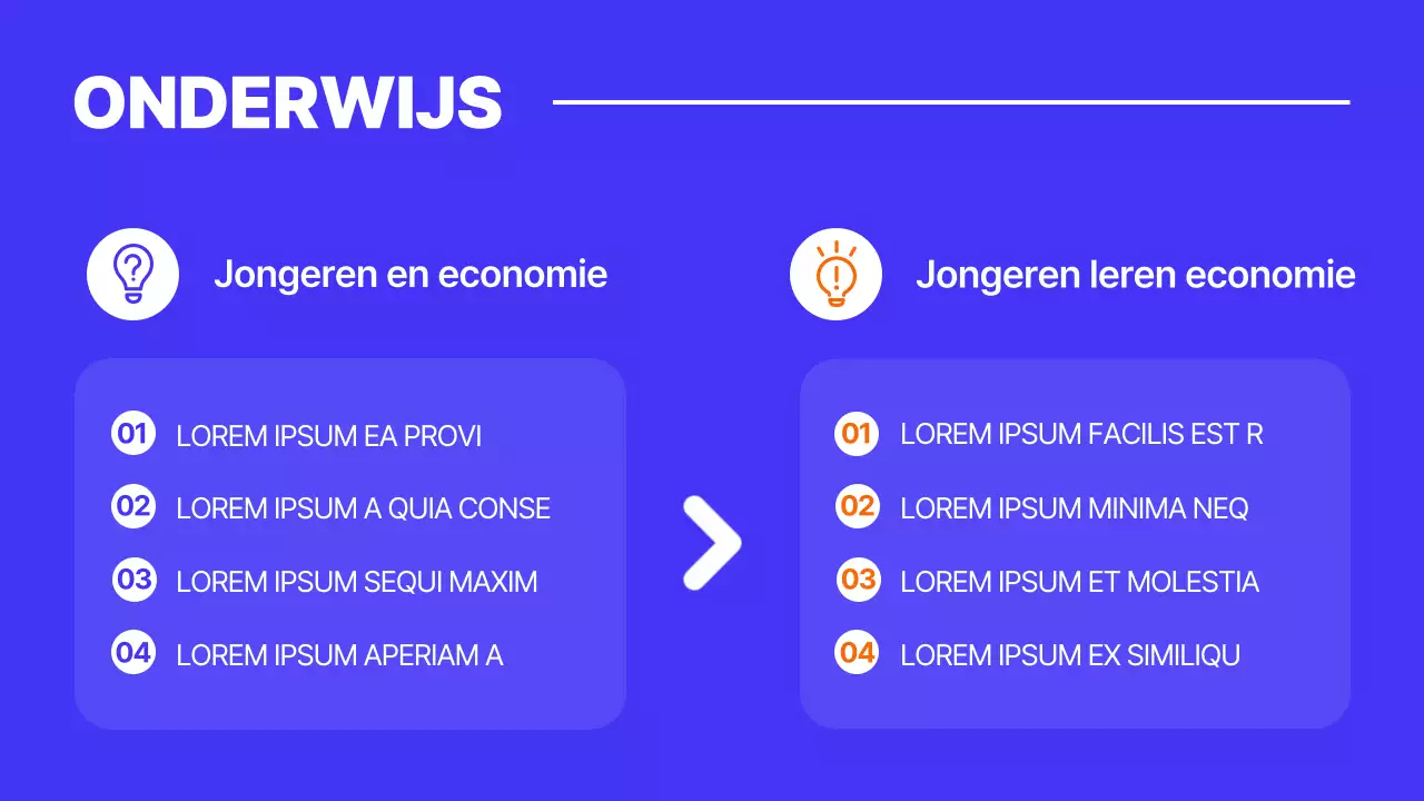 Geïllustreerd thema voor economische opvoeding van jongeren in blauw en oranje