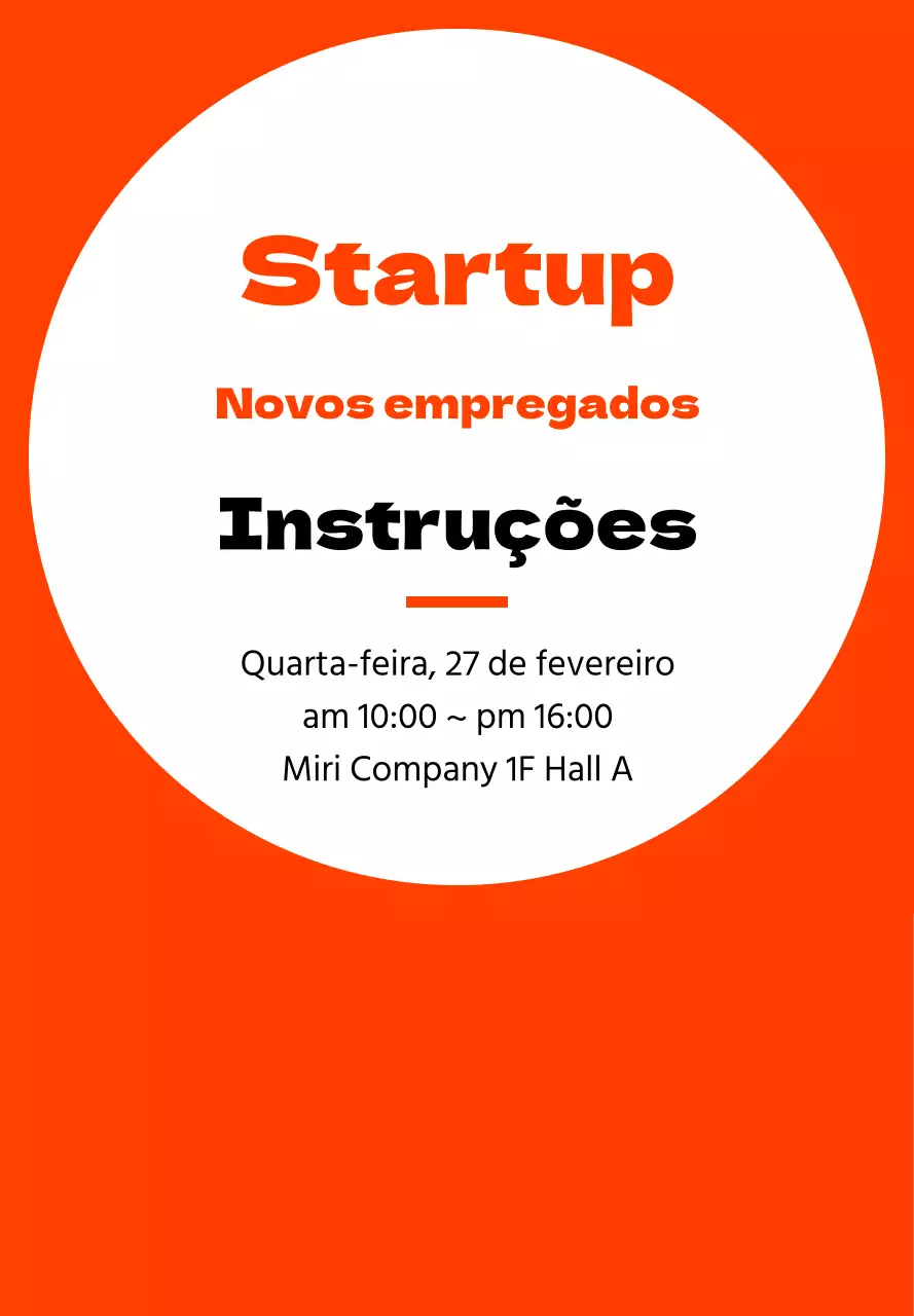Estilo de moldura simples em laranja e preto para informações de orientação de novos contratados