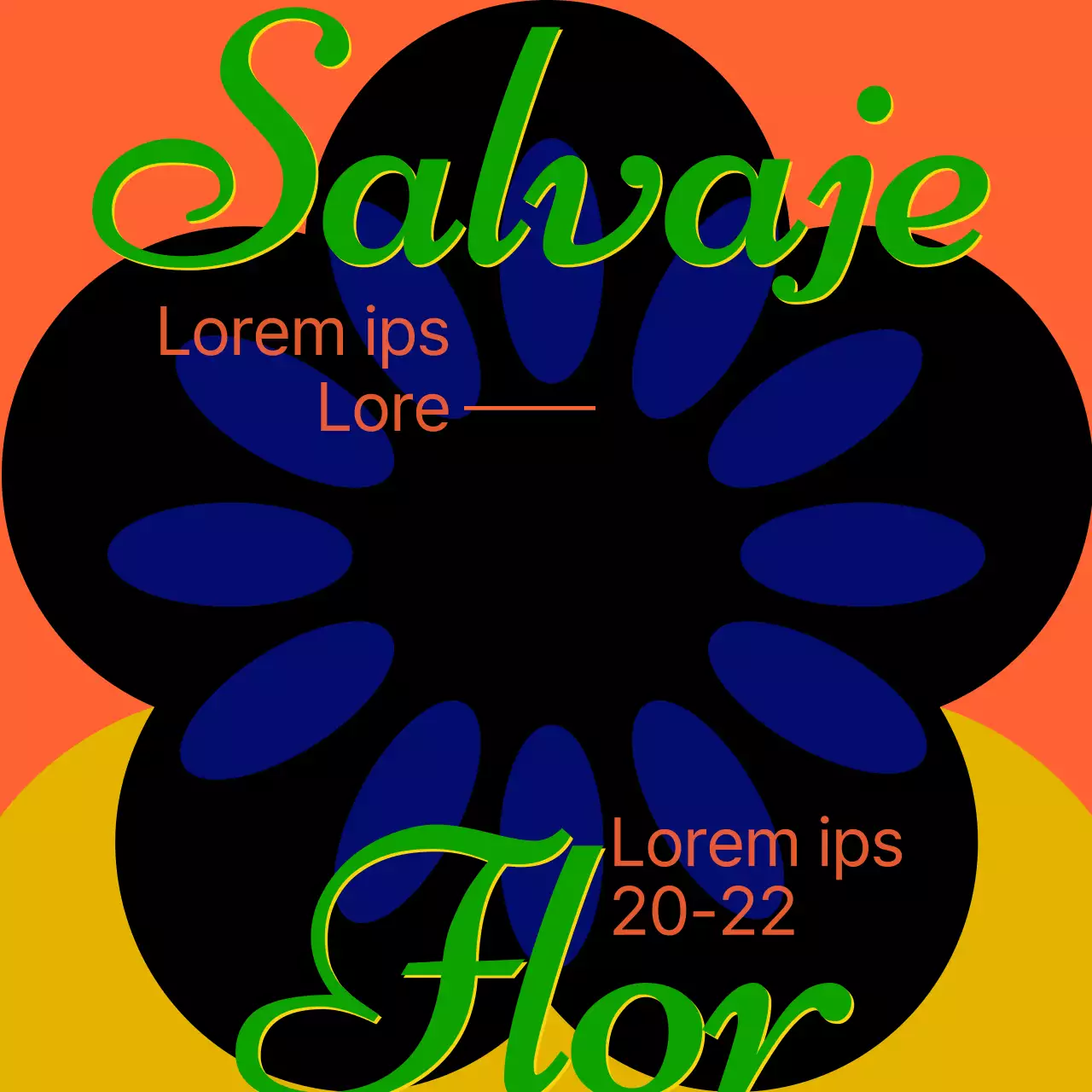 Fiesta de las flores silvestres negras y naranjas