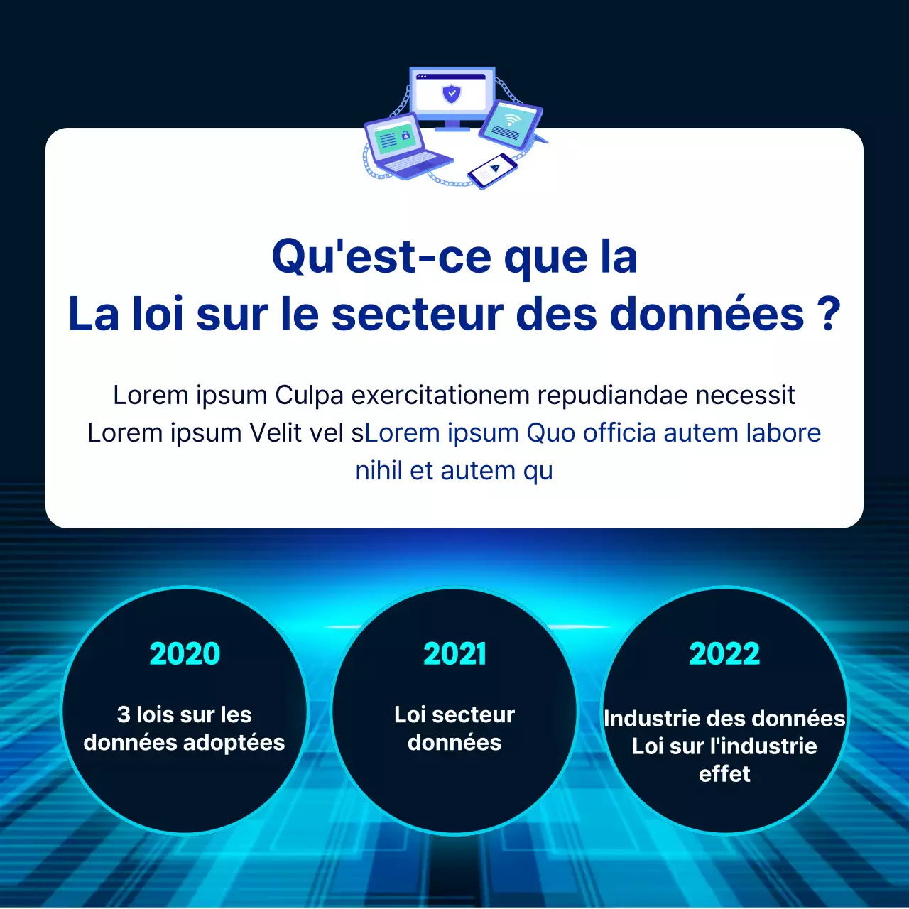 Orientations de la loi sur l'industrie des données en dégradé bleu