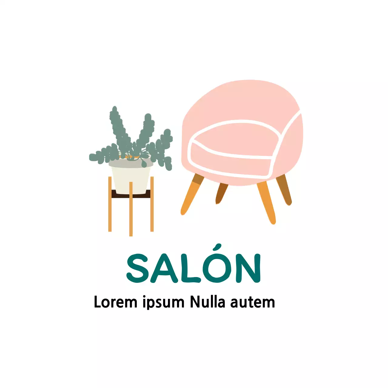 Etiquetas interiores limpias con ilustraciones en rosa