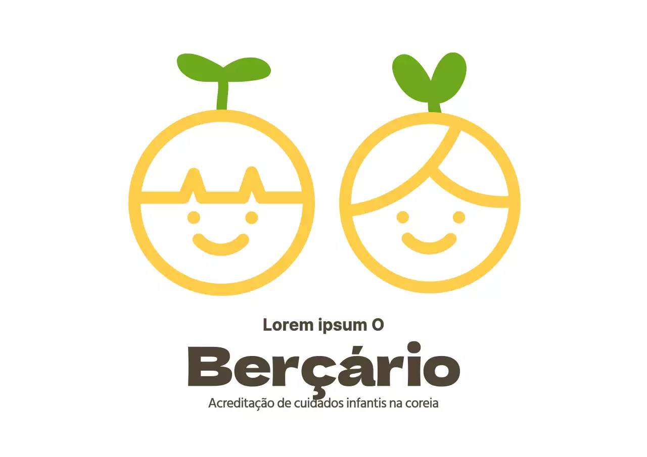 Sinal do logótipo do infantário de estilo simples em amarelo e castanho