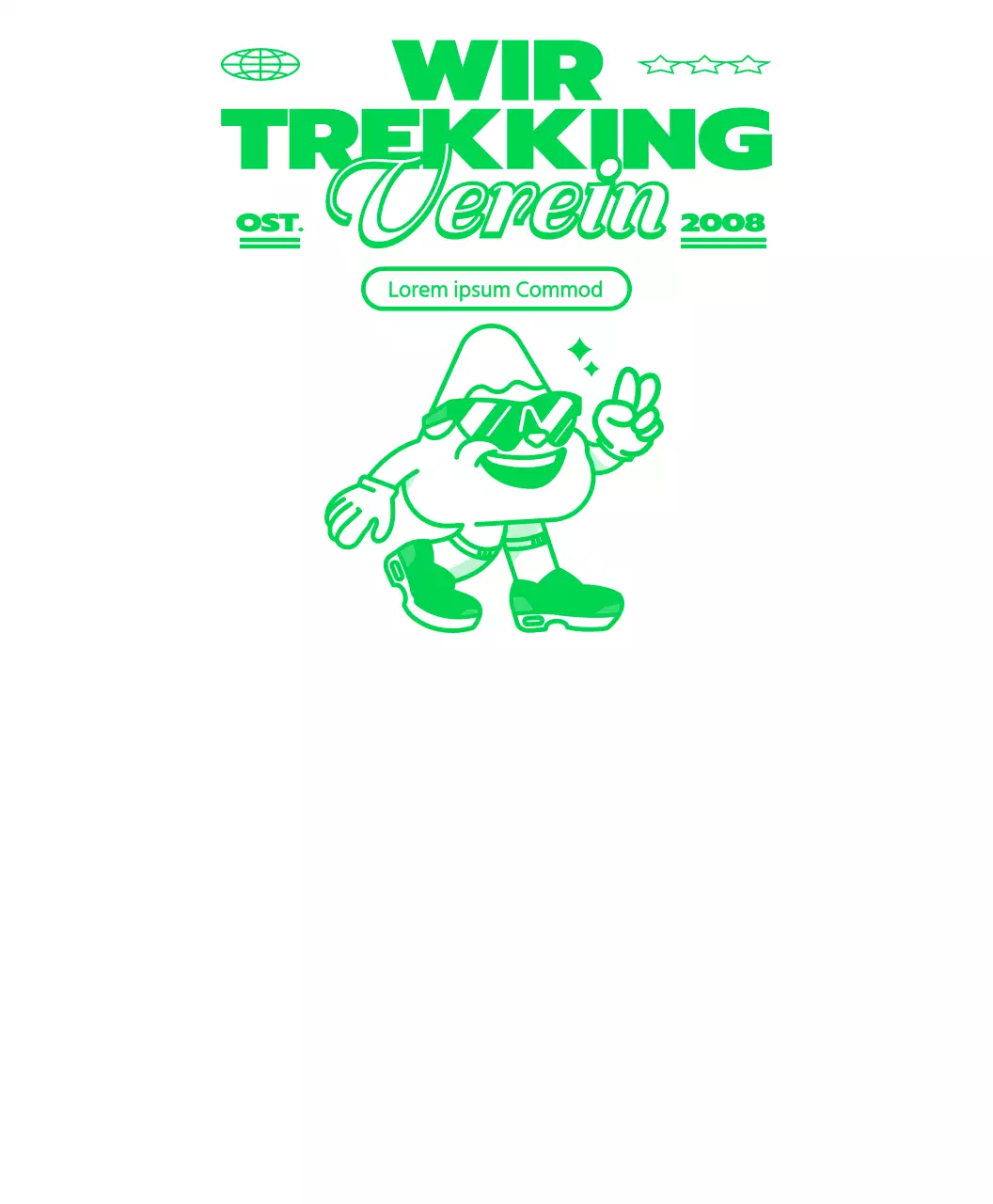 Hip Berg Zeichen Konzept Gruppe T-Shirt in grün und weiß.