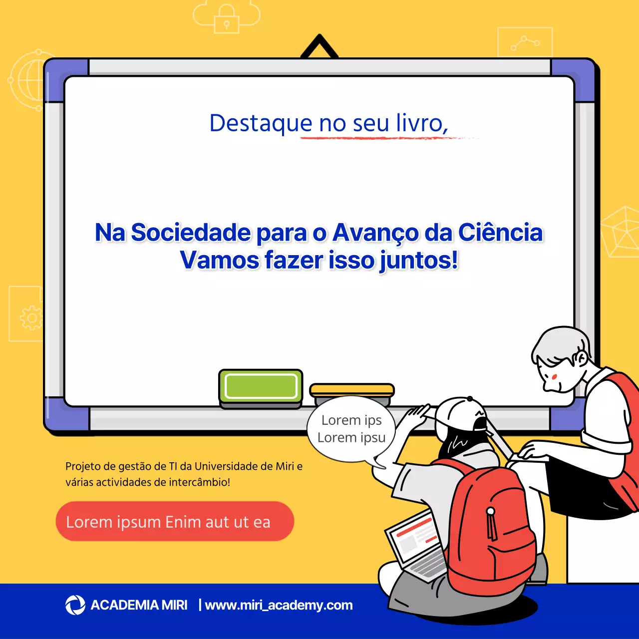 Convite à apresentação de candidaturas para a conferência concetual de ilustração amarela e azul